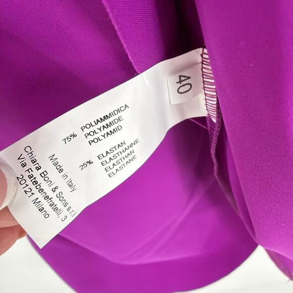 Chiara Boni La Petite Robe Women's Magenta Gathered Side Midi Dress Size 4 - Picture 8 of 11